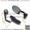 Motorcycle ATV Scooter 7/8" 22mm Handle Bar End Rearview Side Mirrors Aluminum - Image 3