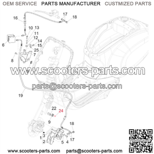 Screw brake hose M6x12 mm, inner hexagonal, front, PIAGGIO