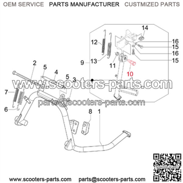 Screw side stand, hexagonal, PIAGGIO