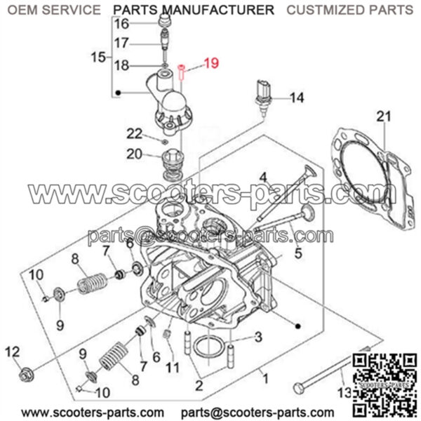 Screw thermostat cover M5x20 mm, Torx, PIAGGIO