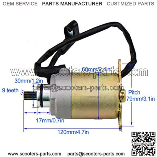 Motorcycle Starter Motor 9Teeth Steel Alloy Electric Starter Motor Copper Wire Replacement for GY6 125cc 150cc Quad Atv Bike Moped Scooter - Image 2