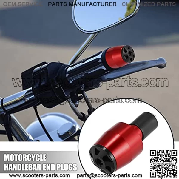 Motoforti 1 Pair Handlebar End Plugs 7/8" 22mm for Motorcycle Universal Aluminum Alloy Handle Bar End Plugs Caps Red - Image 2